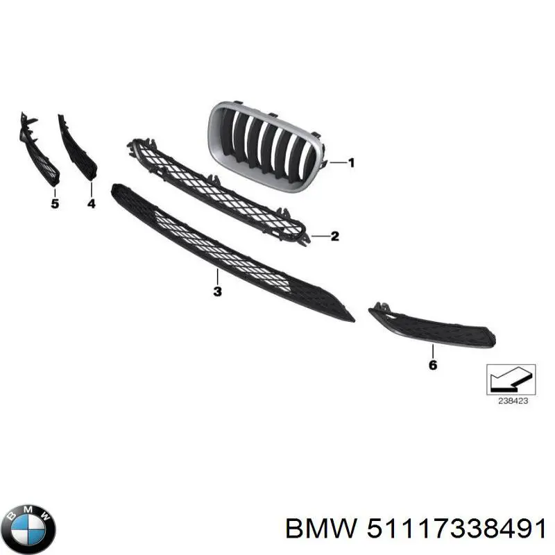 Kratka zderzaka przedniego środkowa BMW 51117338491 cena, od 93,53 USD