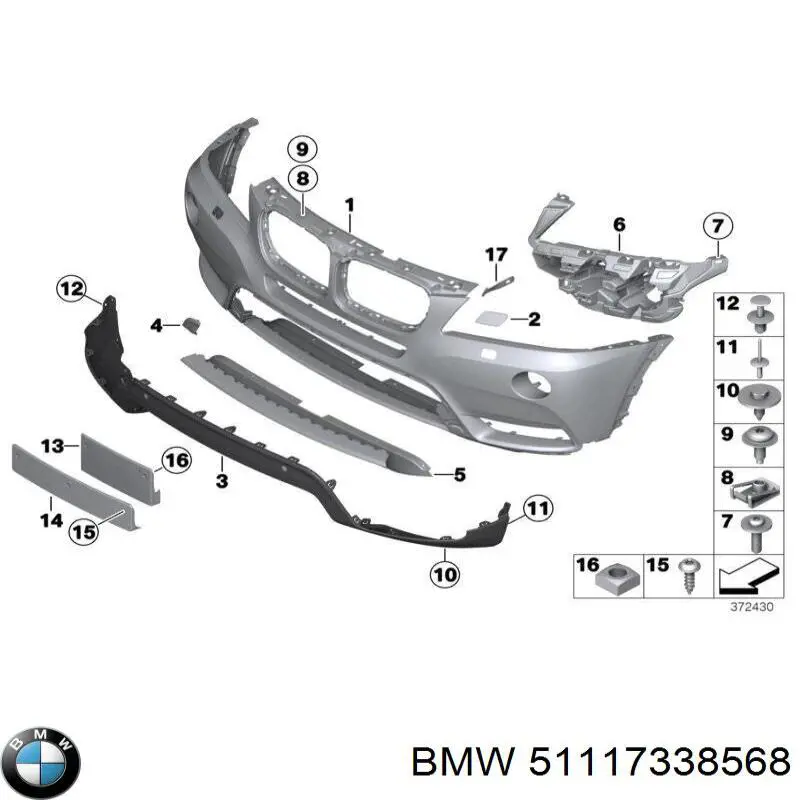 51117338568 BMW nakładka dyszy spryskiwacza reflektora przedniego