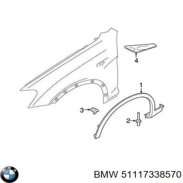 Nakładka błotnika przedniego prawego BMW 51117338570 cena, od 36,45 USD