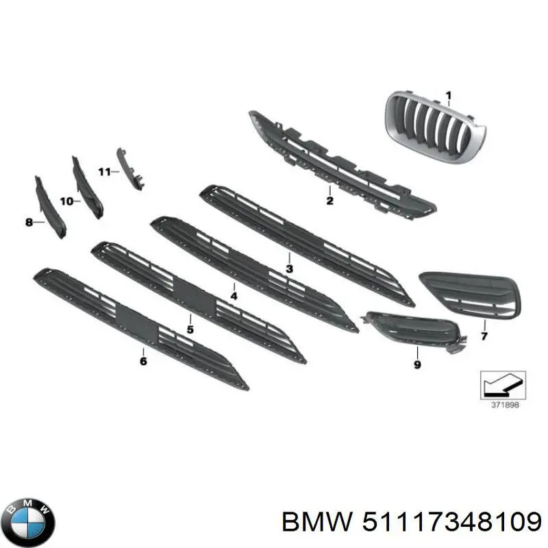 51117348109 BMW Kratka zderzaka przedniego lewa