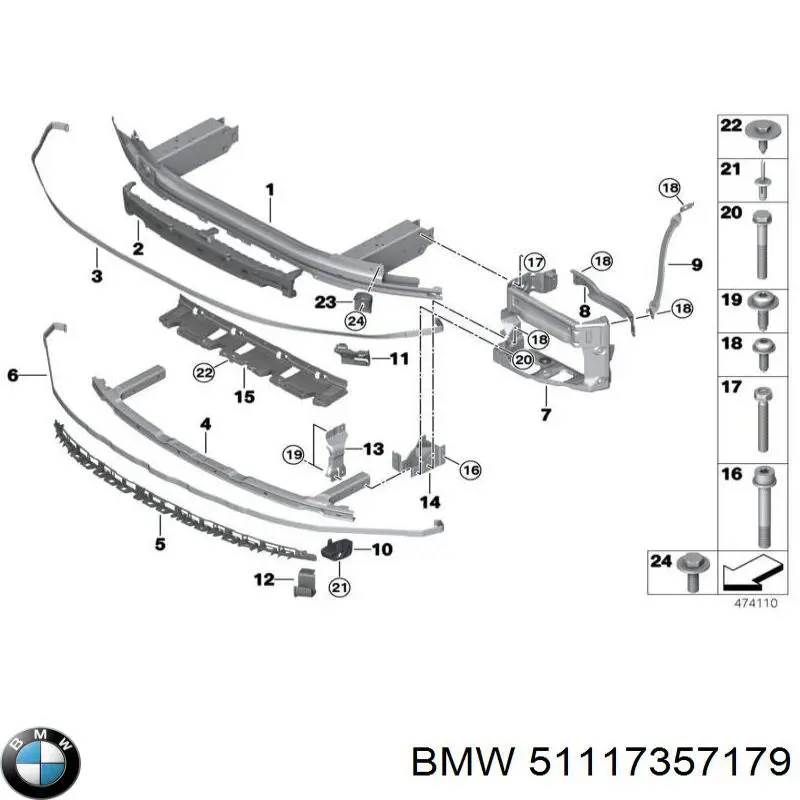 51117357179 BMW Wspornik zderzaka przedniego lewy