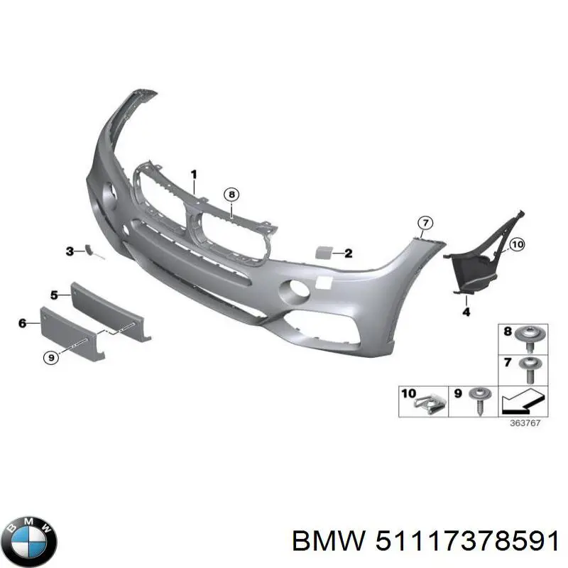 Zaślepka haku holowniczego zderzaka przednia BMW 51117378591 cena, od 8,84 USD