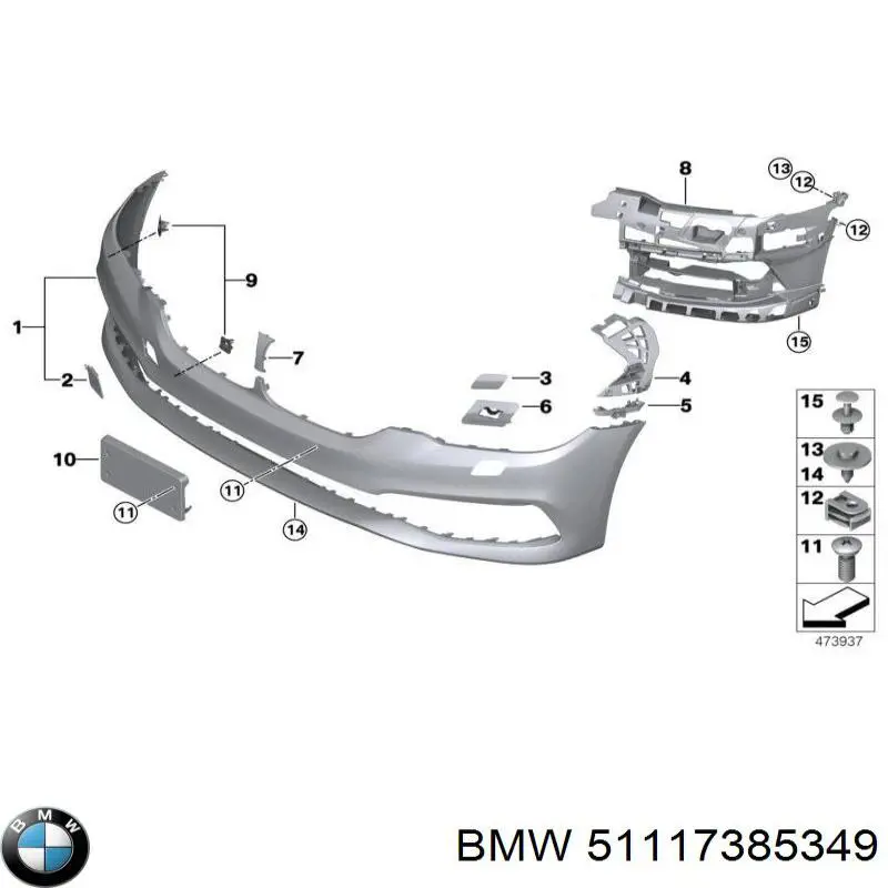 Prowadnica zderzaka przedniego lewa do BMW 5 (G30, F90)