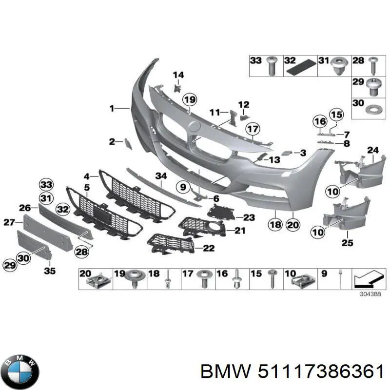 51117386361 BMW Wspornik mocowania lampy przeciwmgielnej lewej