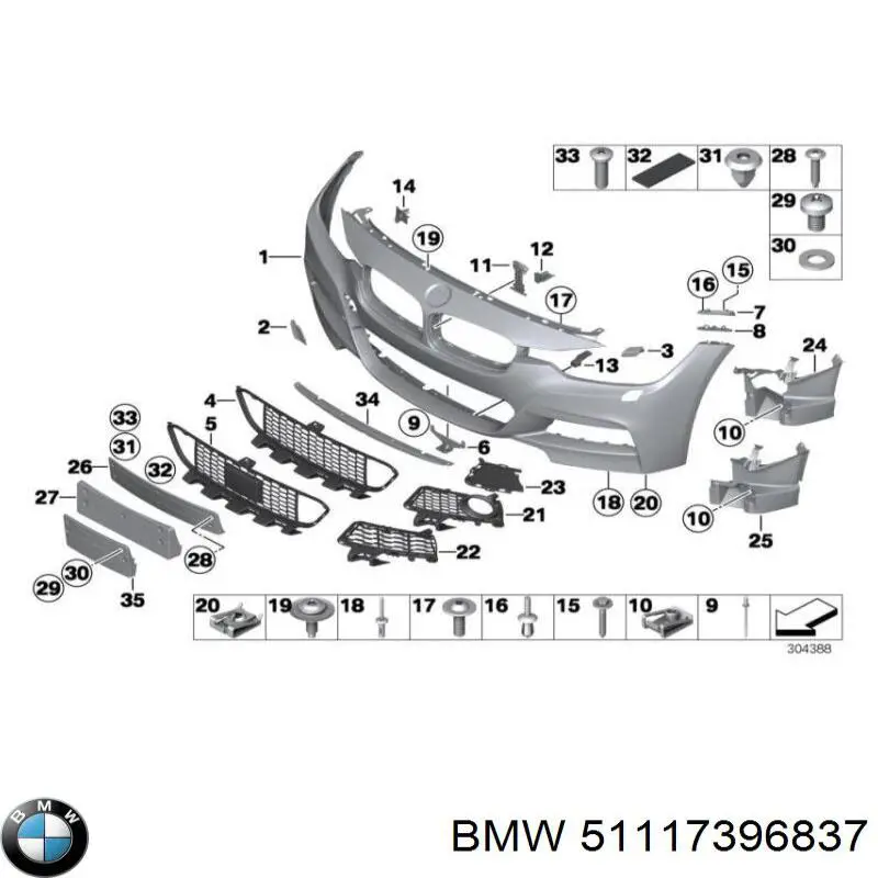 51117396837 BMW Zaślepka haku holowniczego zderzaka przednia