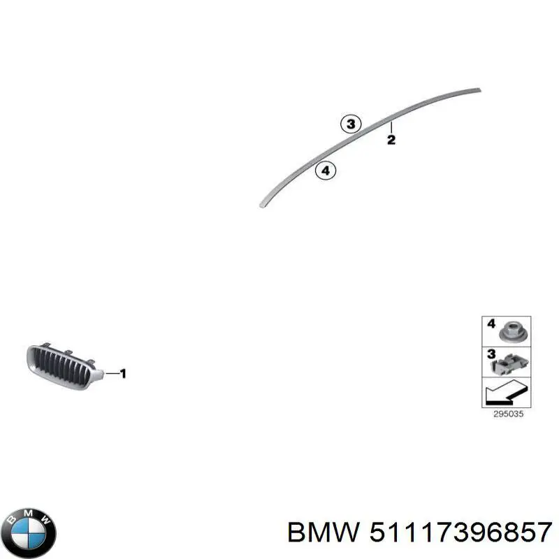 Do koszyka 51117396857 BMW Zaślepka (kratki) lamp przeciwmgielnych zderzaka przedniego lewa