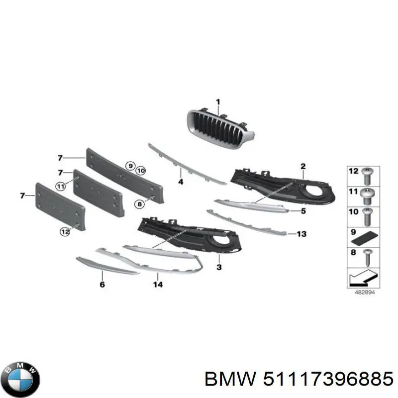 Kratka zderzaka przedniego lewa BMW 51117396885 cena, od 64,42 USD
