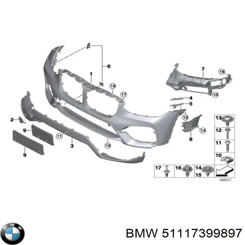Zaślepka haku holowniczego zderzaka przednia BMW 51117399897 cena, od 20,02 USD