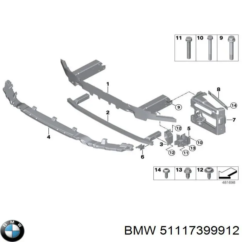 51117399912 BMW Wzmocnienie zderzaka przedniego