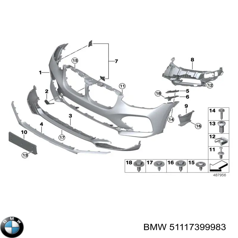 Prowadnica zderzaka przedniego lewa BMW 51117399983 cena, od 43,19 USD