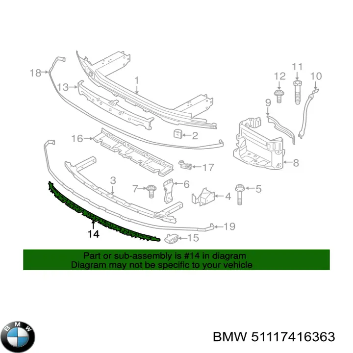 51117416363 BMW Absorber (wypełniacz) zderzaka przedniego