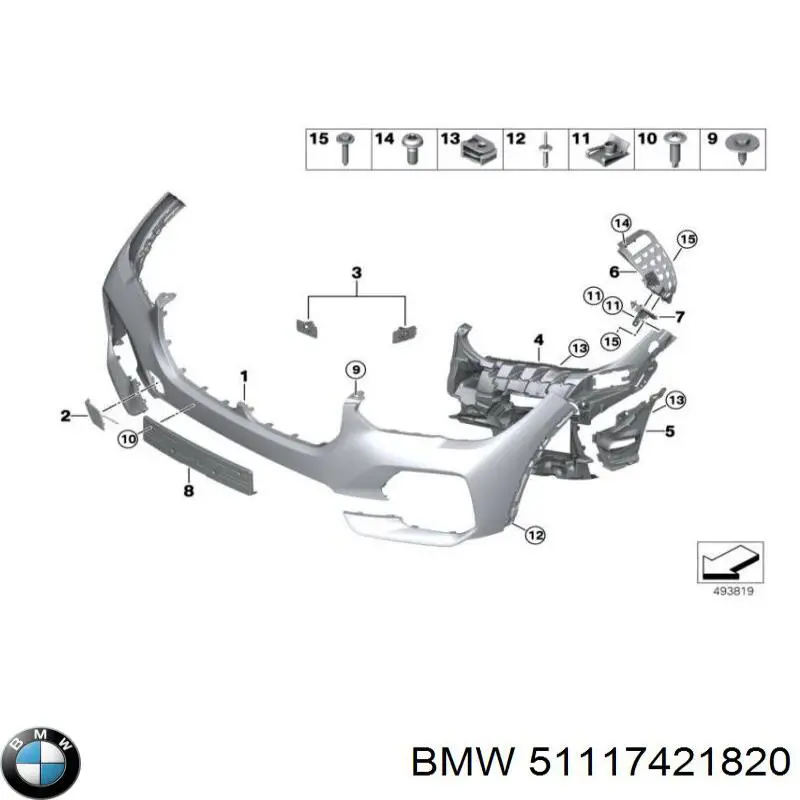 51117421820 BMW Wspornik mocowania lampy przeciwmgielnej prawej