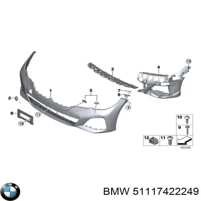 51117422249 BMW Prowadnica zderzaka przedniego lewa