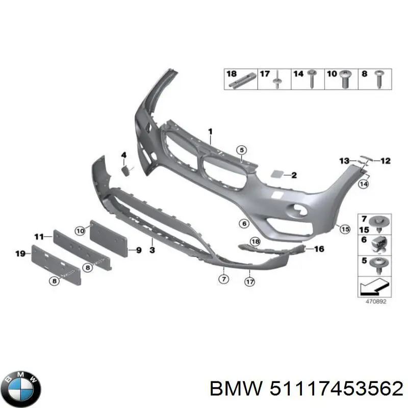 Zderzak przedni BMW 51117453562 cena, od 194,22 USD