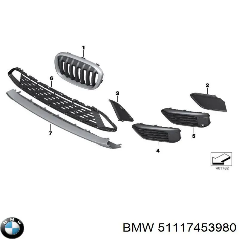 Kratka zderzaka przedniego prawa BMW 51117453980 cena, od 36,45 USD