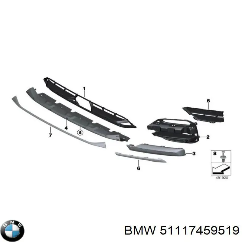 Kratka zderzaka przedniego dolna BMW 51117459519 cena, od 21,83 USD
