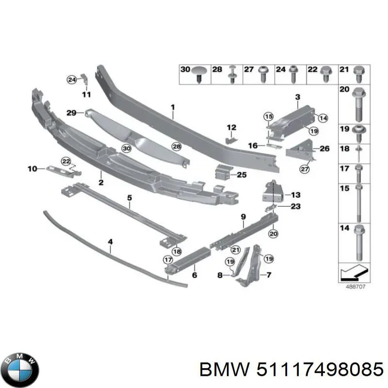 Wspornik wzmocnienia zderzaka przedniego BMW 51117498085 cena, od 41,20 USD