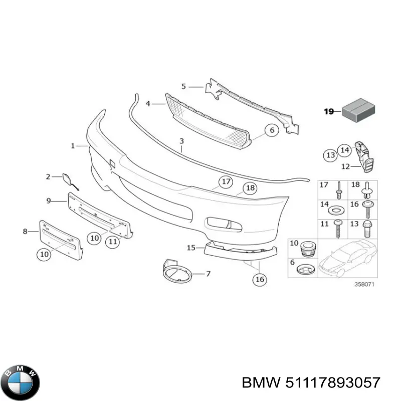 Zderzak przedni BMW 51117893057 cena, od 185,27 USD