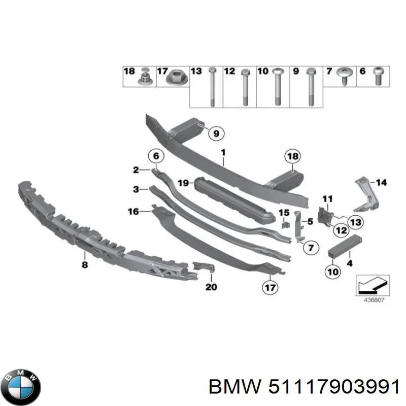 51117903991 BMW Absorber (wypełniacz) zderzaka przedniego
