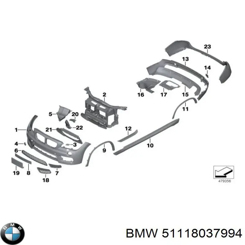 51118037994 BMW kratka zderzaka przedniego środkowa