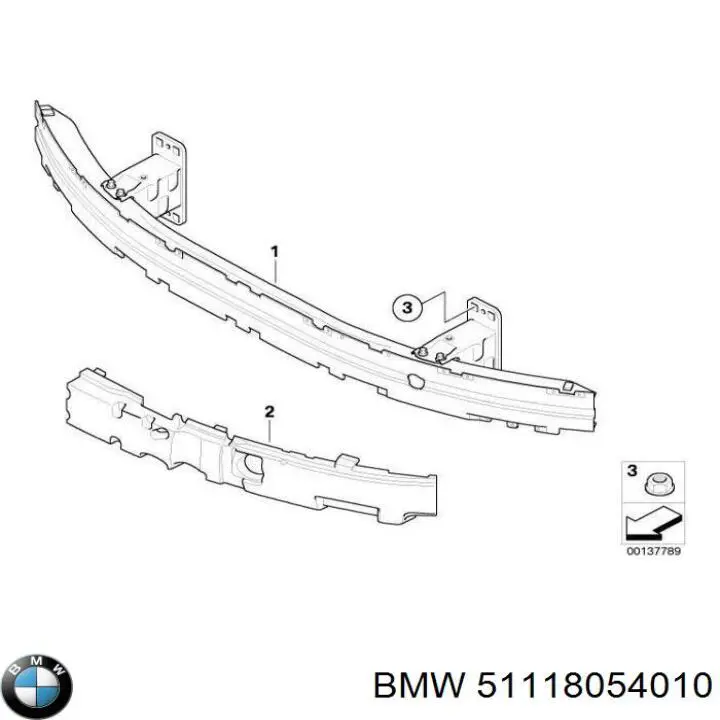 Absorber (wypełniacz) zderzaka przedniego BMW 51118054010 cena, od 65,66 USD