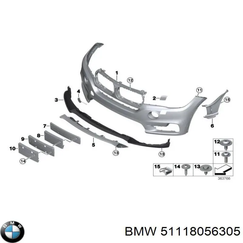 51118056305 BMW Deflektor przedniego zderzaka lewy