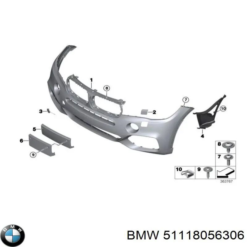 51118056306 BMW Deflektor zderzaka przedniego