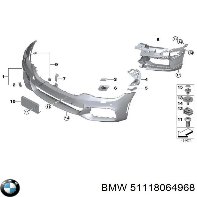 Wspornik mocowania lampy przeciwmgielnej prawej do BMW 5 (G31)