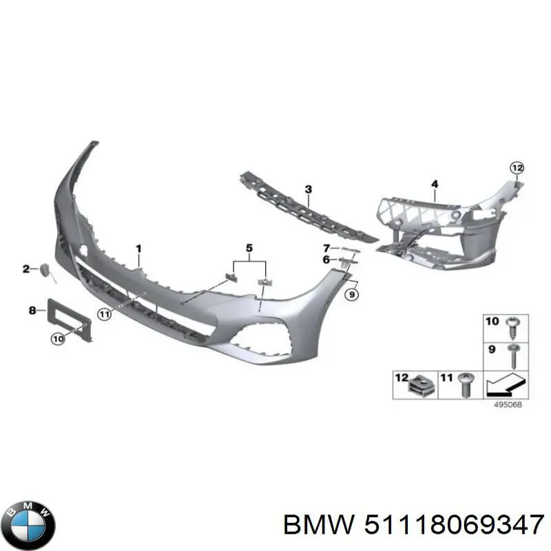 51118069347 BMW wspornik zderzaka przedniego lewy