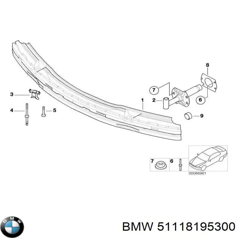 Wzmocnienie zderzaka przedniego BMW 51118195300 cena, od 62,85 USD