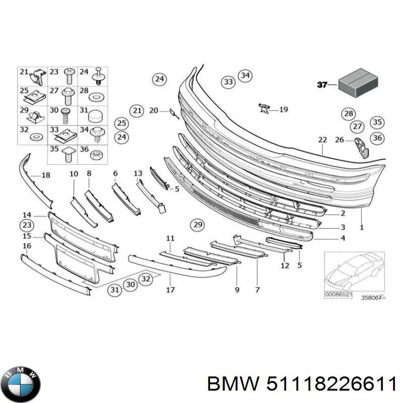 Kratka zderzaka przedniego lewa do BMW 3 (E46)