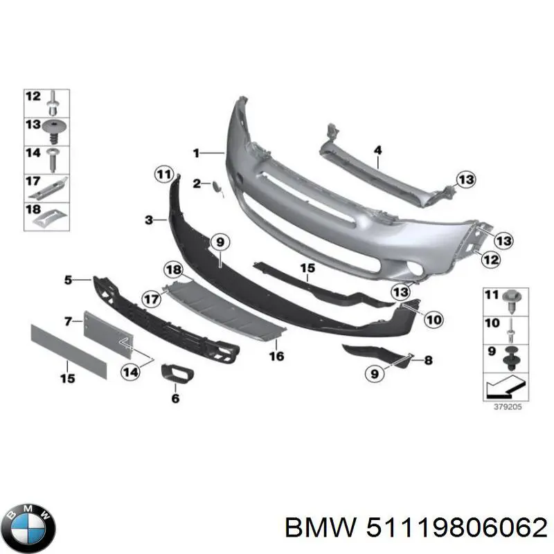 Zaślepka haku holowniczego zderzaka przednia BMW 51119806062 cena, od 18,31 USD