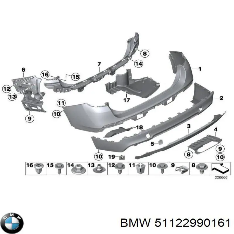 51122990161 BMW Wspornik zderzaka tylnego środkowy