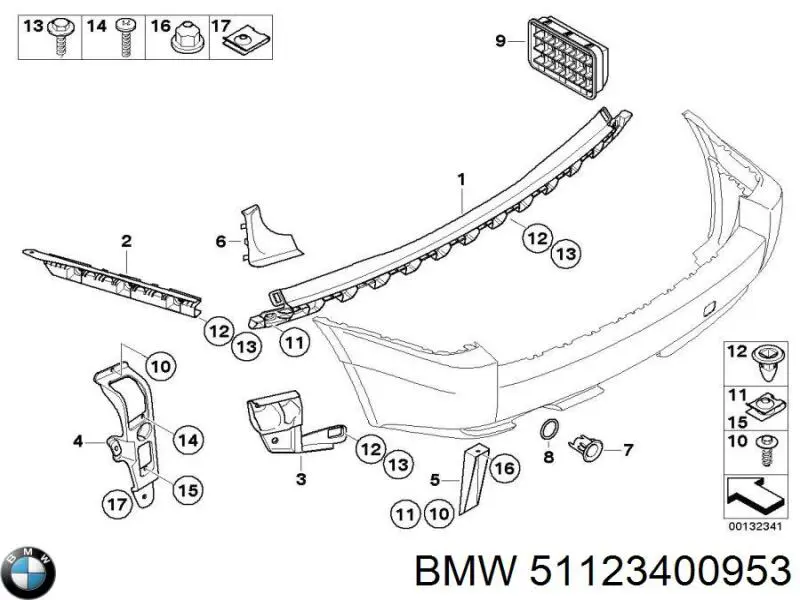 51123400953 BMW Wspornik zderzaka tylnego lewy zewnętrzny