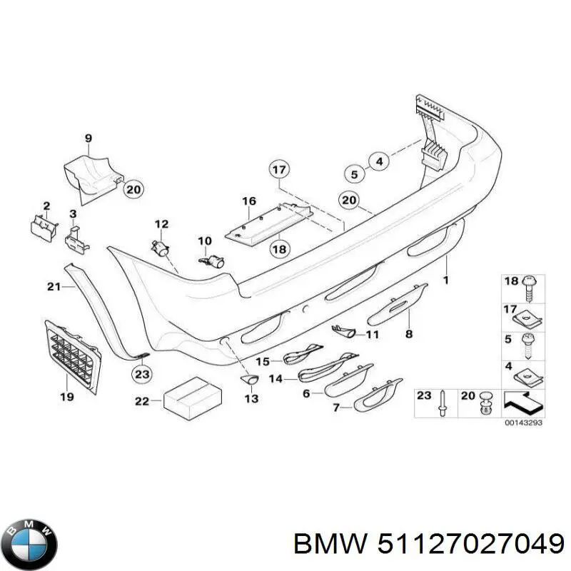 Zderzak tylny BMW 51127027049 cena, od 265,60 USD