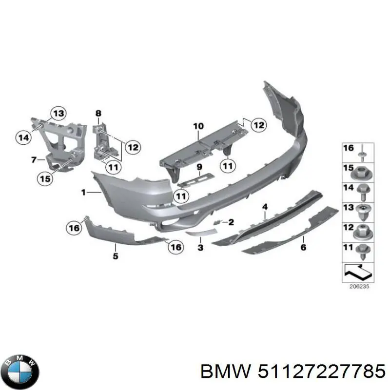 51127227785 BMW zderzak tylny, dolna część