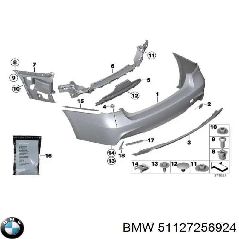 Wspornik zderzaka tylnego  prawy zewnętrzny BMW 51127256924 cena, od 37,71 USD