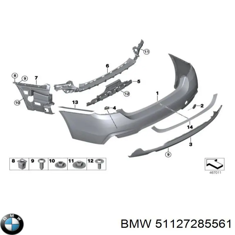 51127285561 BMW Prowadnica zderzaka tylnego lewa