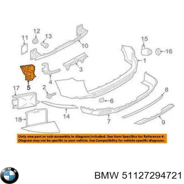 51127294721 BMW Wspornik zderzaka tylnego lewy zewnętrzny