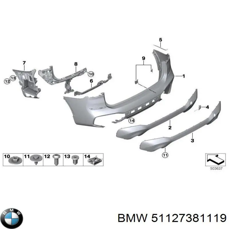 51127381119 BMW Wspornik zderzaka tylnego lewy