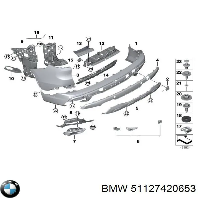 51127420653 BMW Prowadnica zderzaka tylnego lewa