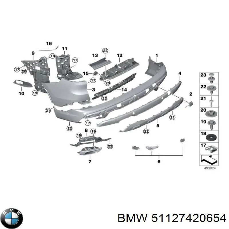 51127420654 BMW Wspornik zderzaka tylnego prawy