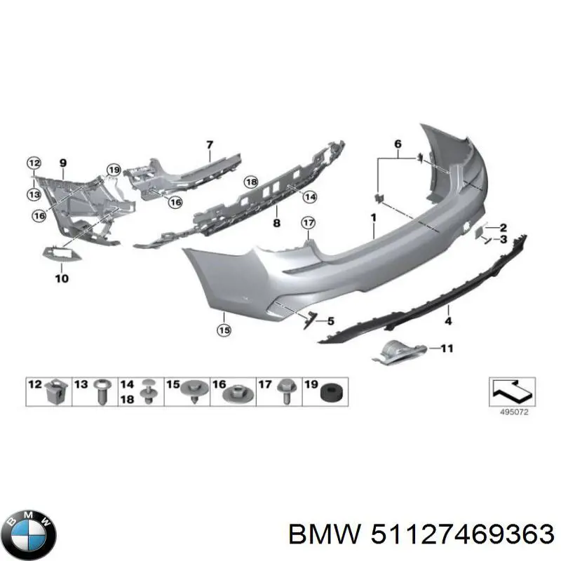 Wspornik zderzaka tylnego lewy BMW 51127469363 cena, od 80,48 USD