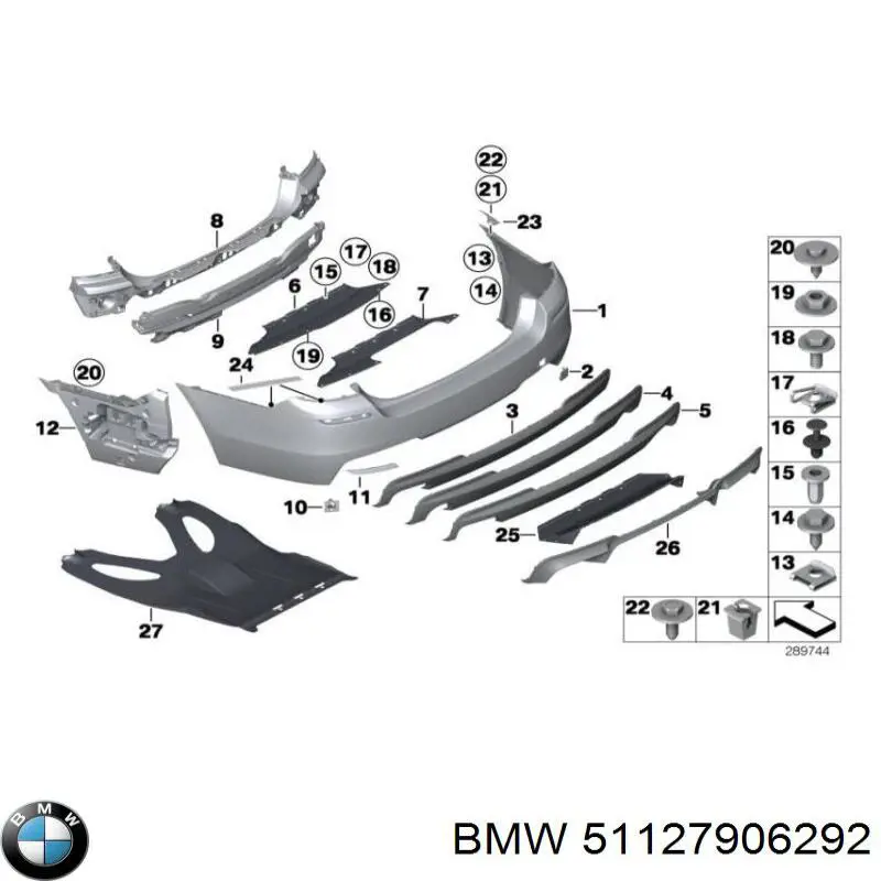 51127906292 BMW prowadnica zderzaka tylnego