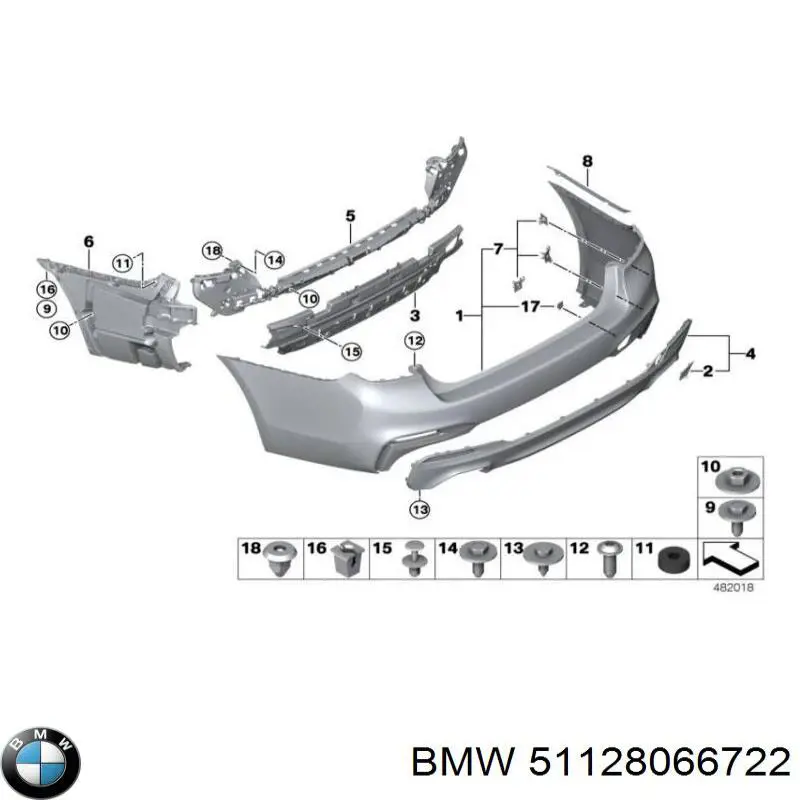 Wspornik zderzaka tylnego prawy do BMW 5 (G30, F90)