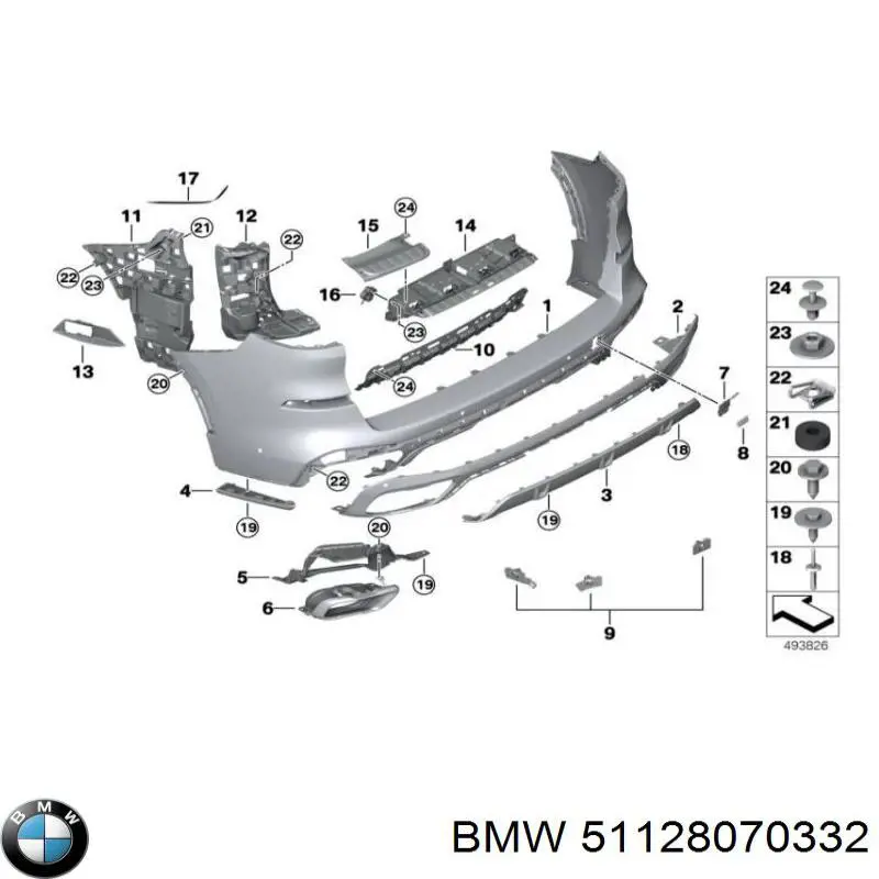 51128070332 BMW Wspornik zderzaka tylnego środkowy