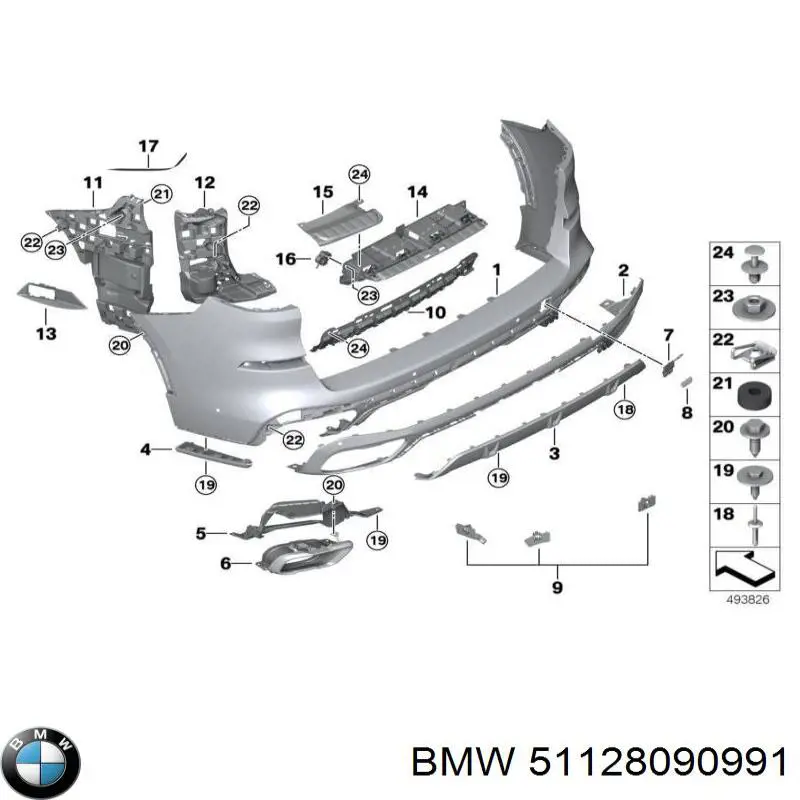 Zaślepka zderzaka haka holowniczego tylna BMW 51128090991 cena, od 26,62 USD