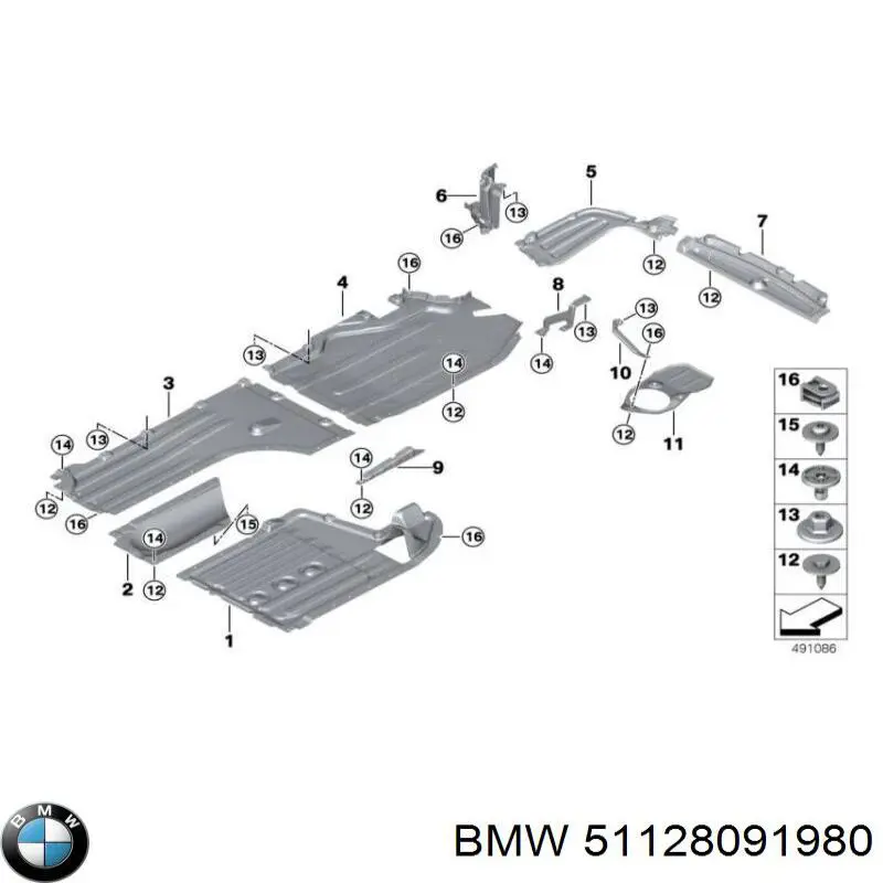 51128091980 BMW Osłona podwozia tylna prawa