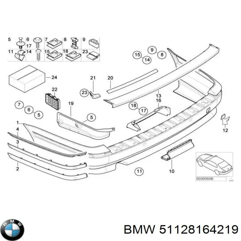 Zderzak tylny BMW 5 kombi (E39) (1997 - 2004) cena, od 170,49 USD