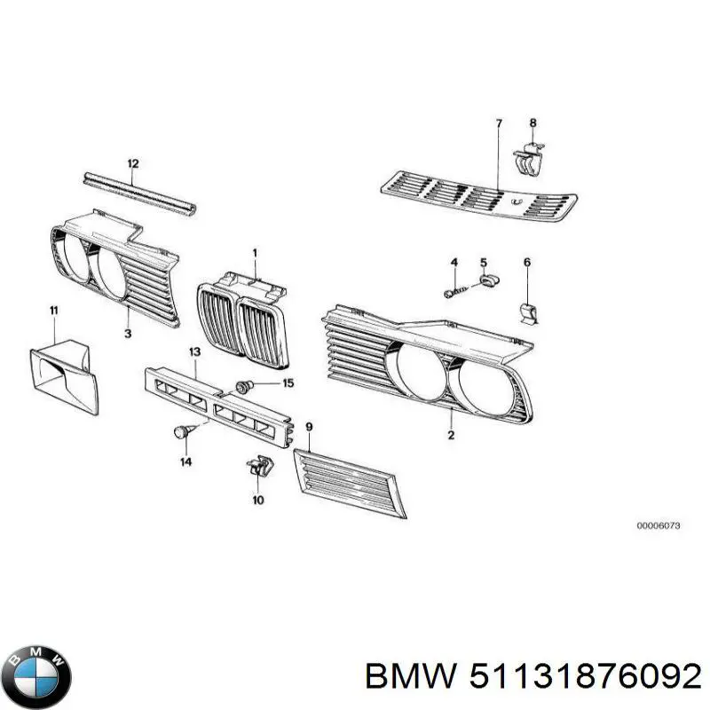Do koszyka 51131876092 BMW Atrapa chłodnicy prawa